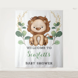 Eenvoudige groene goud leeuw jongen babyshower wel wandkleed