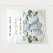 Eenvoudige groene goud olifant baby shower welkom wandkleed (Voorkant (horizontaal))