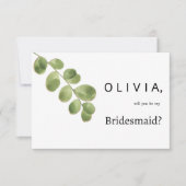 Eenvoudige groene gouden eucalyptusbladeren Bruids Kaart (Voorkant)