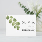 Eenvoudige groene gouden eucalyptusbladeren Bruids Kaart (Staand voorkant)