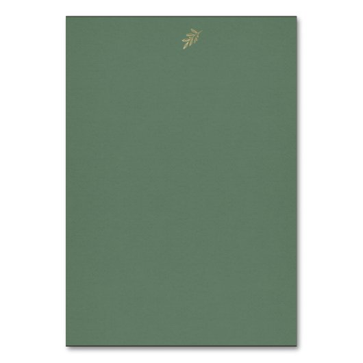 Eenvoudige Groene & Gouden Fancy Bruiloft Kaart (Achterkant)