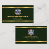 Eenvoudige groene gouden Grenzen Wereldwijde Invoe Visitekaartje (Voorkant / Achterkant)