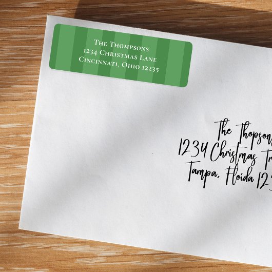 Eenvoudige groene grillige leuke leuke strepen etiket