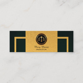 Eenvoudige Groene Grunge Vertical Gold Border Lawy Mini Visitekaartje