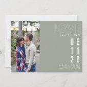 Eenvoudige groene Herfst Foto liefdesbruiloft Save Aankondiging (Voorkant)