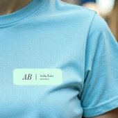 Eenvoudige groene Initialen Mint Pastel Name Tag