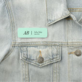 Eenvoudige groene Initialen Mint Pastel Name Tag (In situ)
