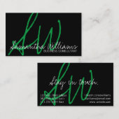 Eenvoudige Groene Initialen Professionele Visiteka Visitekaartje (Voorkant / Achterkant)