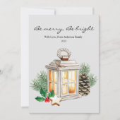 Eenvoudige groene kaars Kerst plat Feestdagenkaart (Voorkant)