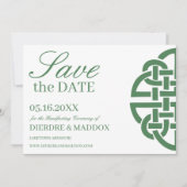 Eenvoudige Groene Keltische Knoop Handfasting Save The Date (Voorkant)