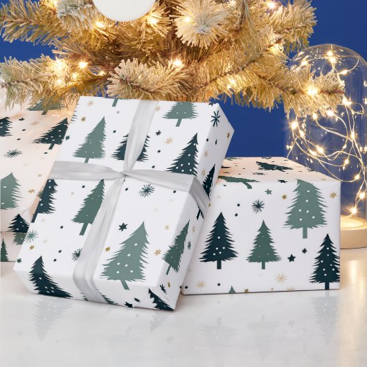 Eenvoudige groene kerstboom cadeaupapier (Feestdagen)