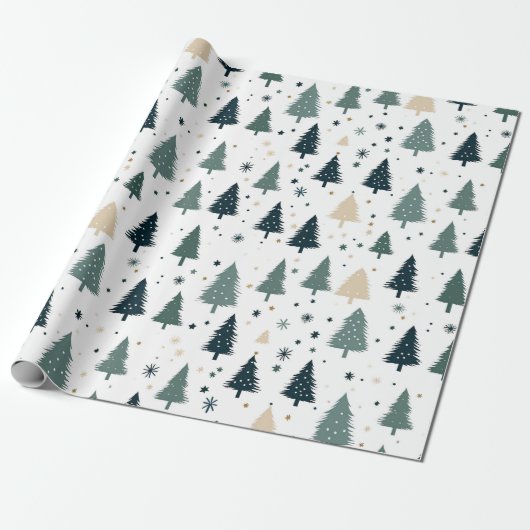 Eenvoudige groene kerstboom cadeaupapier (Uitgerold)