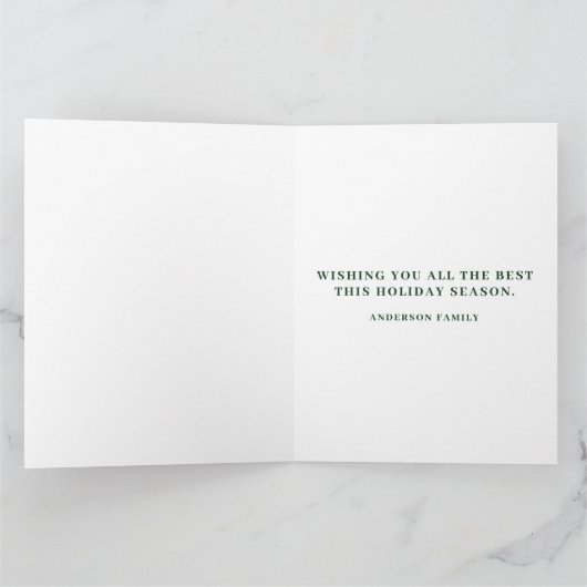 Eenvoudige groene kerstboom gevouwen Wenskaart Kaart (Binnen)