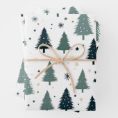 Eenvoudige groene kerstboom inpakpapier vel (In situ)