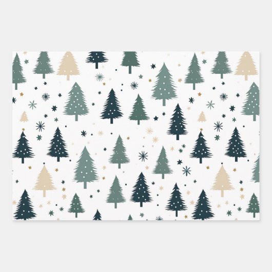 Eenvoudige groene kerstboom inpakpapier vel (Voorkant)