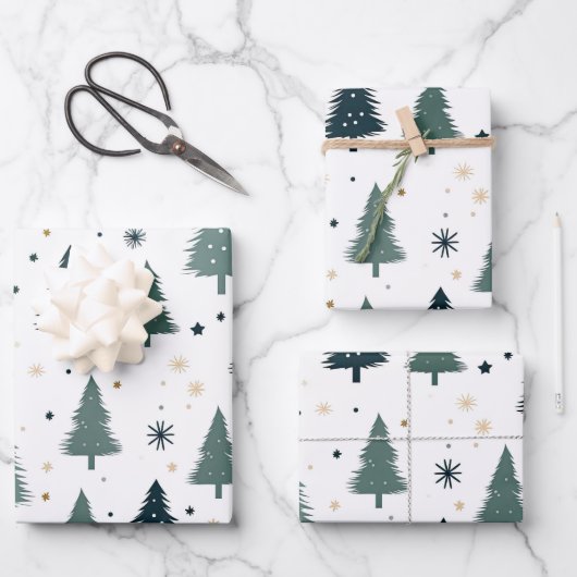 Eenvoudige groene kerstboom inpakpapier vel (Voorkant)