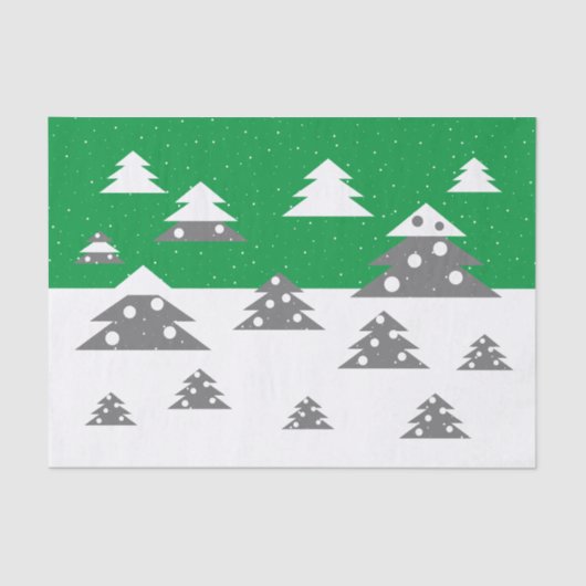 Eenvoudige groene kerstboompatroonsneeuwfeestdag tissuepapier (Voorkant)