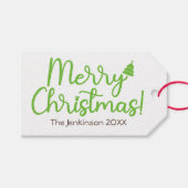 Eenvoudige groene Kerstcadeautag Cadeaulabel (Voorkant (Horizontaal))