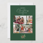 Eenvoudige Groene Kerstmis 4 Foto Collage Greenery Feestdagenkaart (Voorkant)