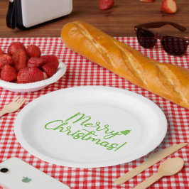 Eenvoudige groene Kersttekst op wit Papieren Bordje