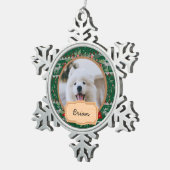 Eenvoudige groene kerstvakantie Aangepaste foto Tin Sneeuwvlok Ornament (Rechts)