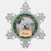 Eenvoudige groene kerstvakantie Aangepaste foto Tin Sneeuwvlok Ornament (Voorkant)