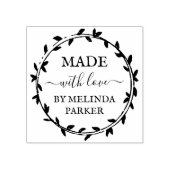 Eenvoudige groene krans gemaakt met liefde rubberstempel (Afrduk)