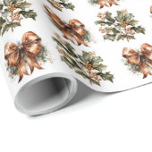 Eenvoudige groene krans gouden terracotta kerstboo cadeaupapier (Rol Hoek)