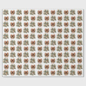 Eenvoudige groene krans gouden terracotta kerstboo cadeaupapier (Vlak)