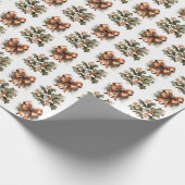 Eenvoudige groene krans gouden terracotta kerstboo cadeaupapier (Hoek)