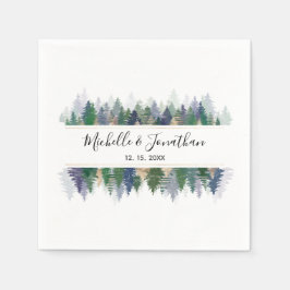 Eenvoudige groene lavender Gold Pine Trees Wedding Servet