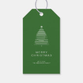 Eenvoudige groene lijn Art Merry-kerstboom Cadeaulabel (Achterkant)