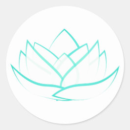 Eenvoudige groene Lotus Flower-Sticker Ronde Sticker