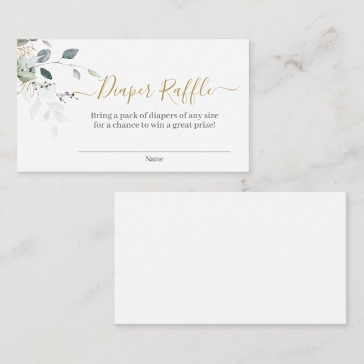 Eenvoudige groene luier Raffle Enclosure Kaart (Voorkant / Achterkant)
