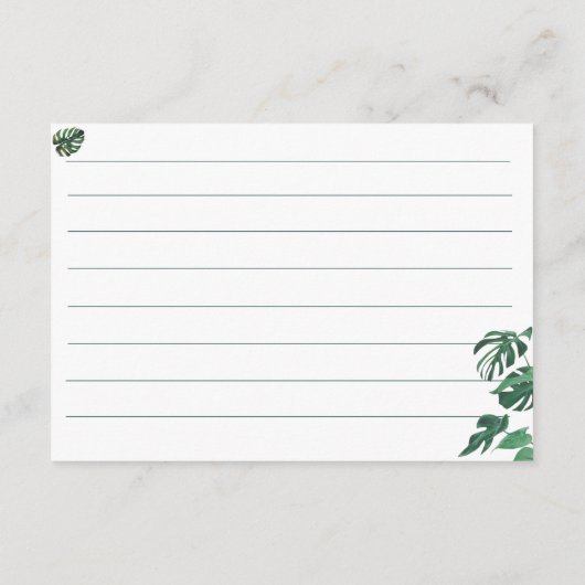 Eenvoudige groene minimalistische bruidsdouche rec informatiekaartje (Achterkant)