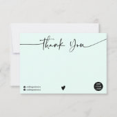 Eenvoudige groene munt dank u script logo qr code bedankkaart (Voorkant)