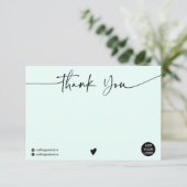 Eenvoudige groene munt dank u script logo qr code bedankkaart (Staand voorkant)