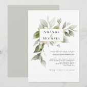 Eenvoudige groene opslag met Gold Accent Wedding Kaart (Voorkant / Achterkant)