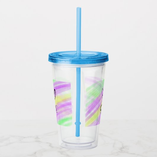 Eenvoudige groene paarse waterverf voeg uw monogra acryl drinkbeker (Rechts)