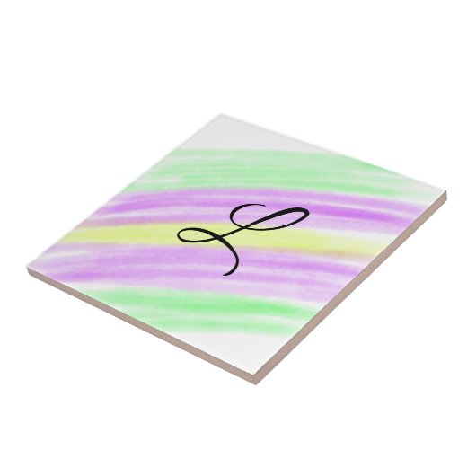 Eenvoudige groene paarse waterverf voeg uw monogra tegeltje (Zijkant)