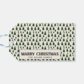 Eenvoudige Groene Pijnbomen Custom Merry Christmas Cadeaulabel (Achterkant Horizontaal)