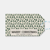 Eenvoudige Groene Pijnbomen Custom Merry Christmas Cadeaulabel (Voorkant (Horizontaal))
