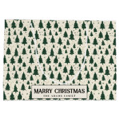 Eenvoudige Groene Pijnbomen Custom Merry Christmas Groot Cadeauzakje (Achterkant)