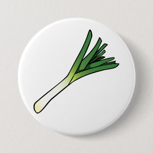 Eenvoudige Groene Prei Groente Ronde Button 7,6 Cm