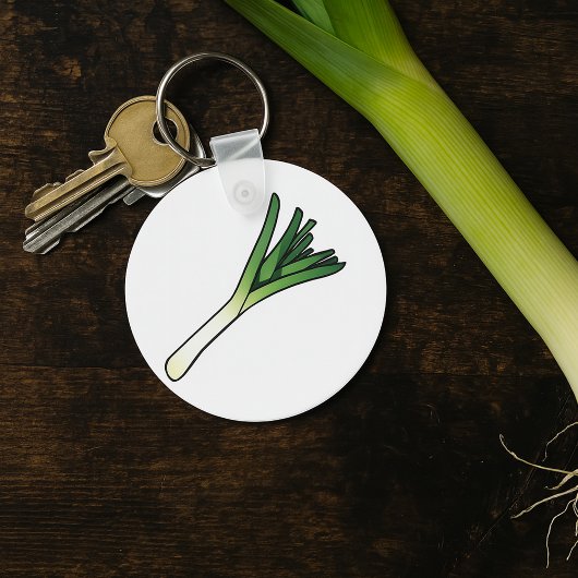 Eenvoudige Groene Prei Groente Sleutelhanger