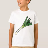 Eenvoudige Groene Prei Groente T-shirt (Voorkant)