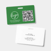 Eenvoudige, groene QR-code, werknemer-ID Badge (Voor- en achterkant)