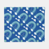 Eenvoudige groene regenboog Boho op blauw | Fleece Deken (Voorkant (Horizontaal))
