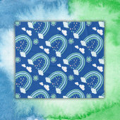 Eenvoudige groene regenboog Boho op blauw | Fleece Deken