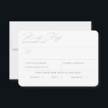 Eenvoudige groene salie witte maaltijd keuze RSVP- RSVP Kaartje<br><div class="desc">Bruiloft rsvp kaart met prachtige handgeschreven kalligrafie in groene salie en wit om aan te sluiten bij ons "Vivian Collectie". Personaliseer door de velden te gebruiken of gebruik de functie "Bewerken met ontwerpgereedschap" om lettertypen, formaten en spatiëring aan te passen. Als u hulp of extra kleuren nodig hebt, neem dan...</div>